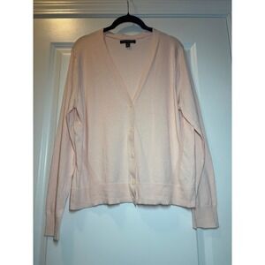 Banana Republic Womens XL Light Pink V-Neck Button Front Cotton Blend Cardigan